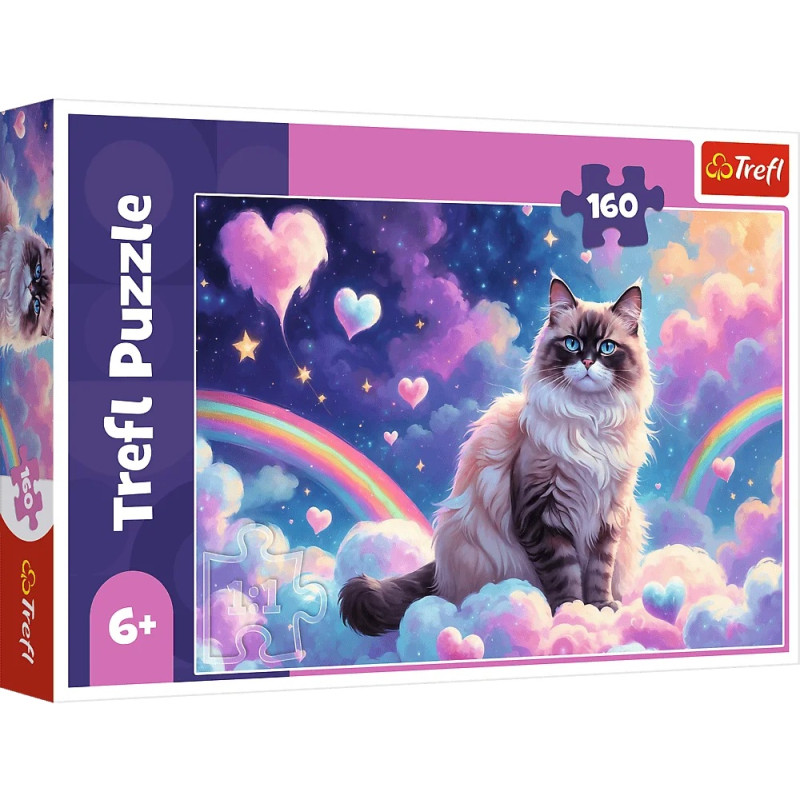 3271 Trefl puzzle 160 elementów Domowy kotek, kotek w chmurkach