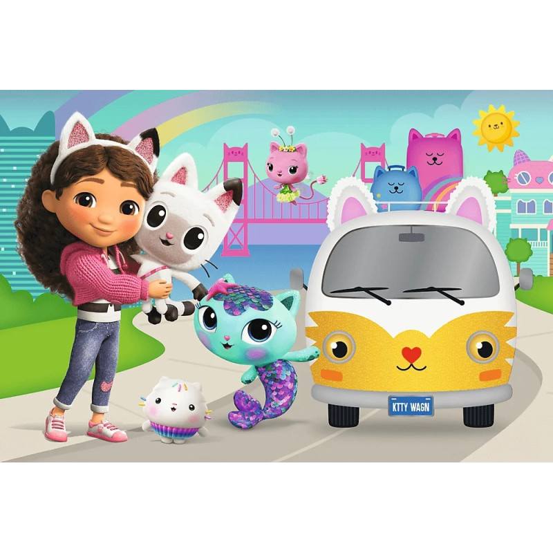 4151 Puzzle Trefl 60 elementów Gabby i kocie przygody, Koci Domek Gabi