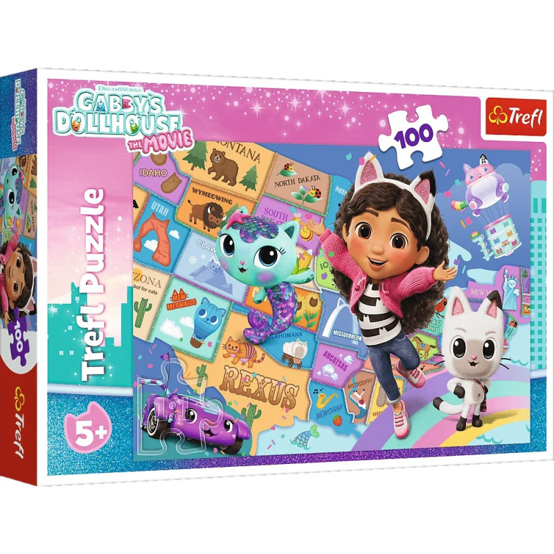 5159 Puzzle Trefl 100 elementów Przyjaźń w kocim domku, Koci Domek Gabi