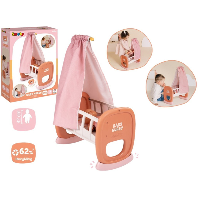 3910 SMOBY Baby Nurse Kołyska z Baldachimem dla Lalki Łóżeczko