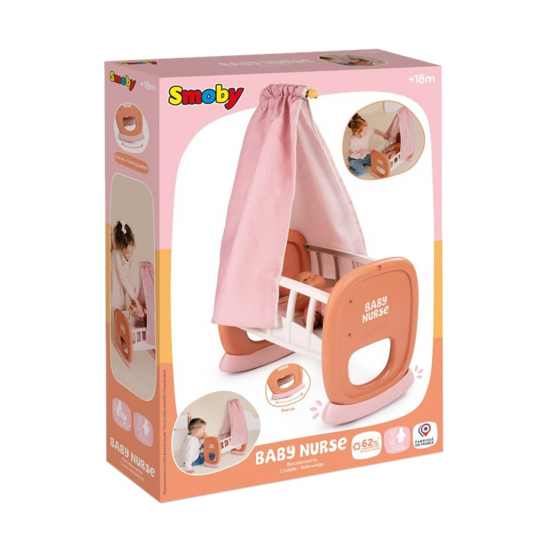 3910 SMOBY Baby Nurse Kołyska z Baldachimem dla Lalki Łóżeczko