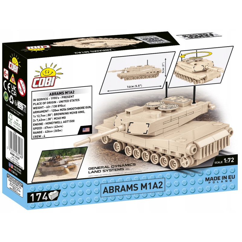 1060 Klocki COBI Armed Forces Abrams M1A2 173 el. – model czołgu, zestaw wojskowy, skala 1:72