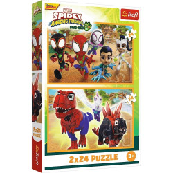 4325 Trefl Puzzle 2x24 elementy Spidey i dinozaury