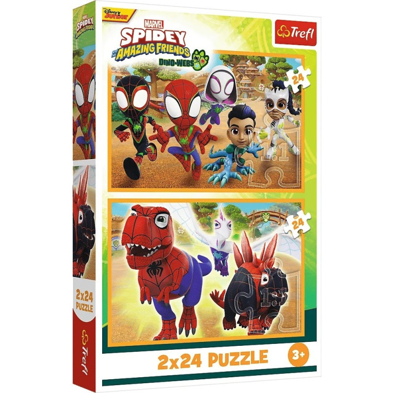 4325 Trefl Puzzle 2x24 elementy Spidey i dinozaury