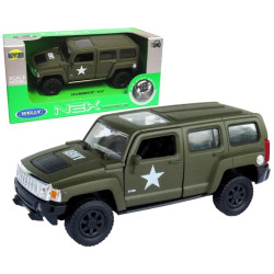 1:34 METALOWY MODEL WELLY HUMMER H3 WOJSKOWY ZIELONY 43629F