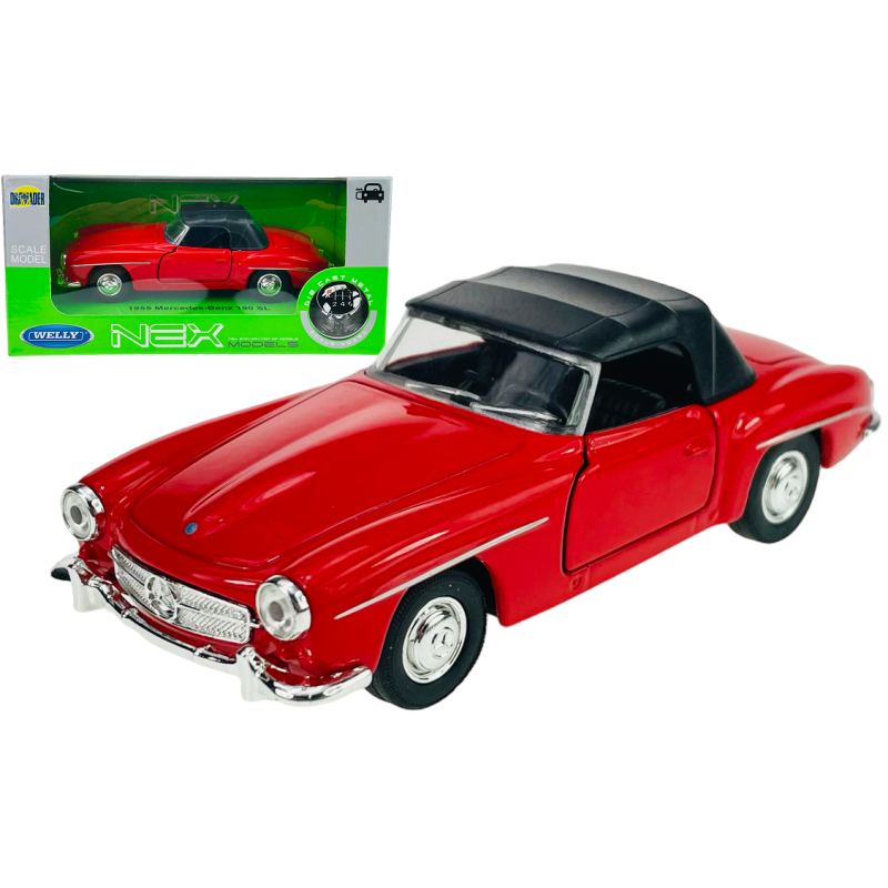 1:34 METALOWY MODEL WELLY 1955 MERCEDES-BENZ 190 SL CZERWONY 42311H-F