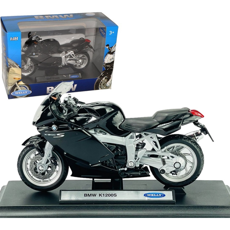 1:18 METALOWY MOTOCYKL MODEL WELLY MOTOR BMW K1200S CZARNY 12829