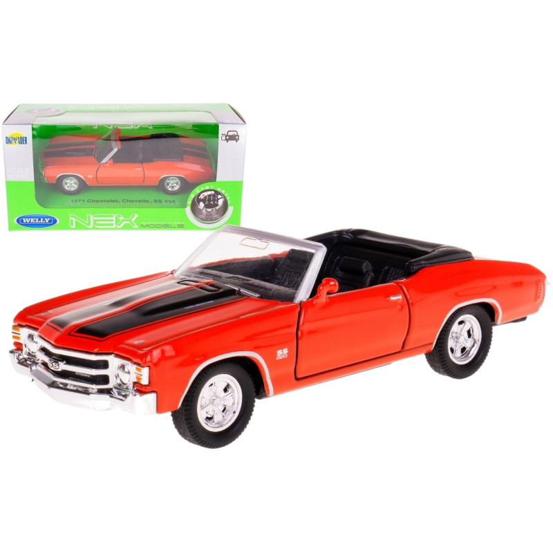 1:34 METALOWY MODEL WELLY 1971 CHEVROLET CHEVELLE SS 454 CZERWONY 49769F
