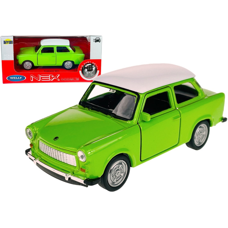1:34 METALOWY MODEL WELLY TRABANT 601 PRL ZIELONO-BIAŁY 43654