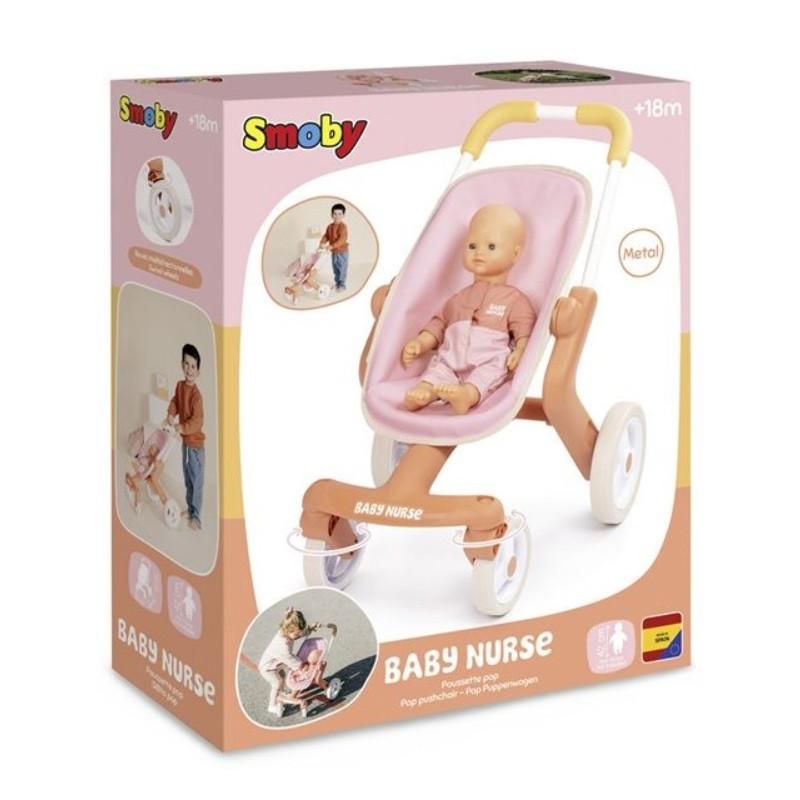 2241 Smoby Baby Nurse Mój pierwszy wózek spacerówka dla lalki obrotowe koła 