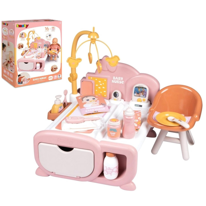3934 Smoby Baby Nurse Kącik Opiekunki Łóżeczko Interaktywny Zestaw