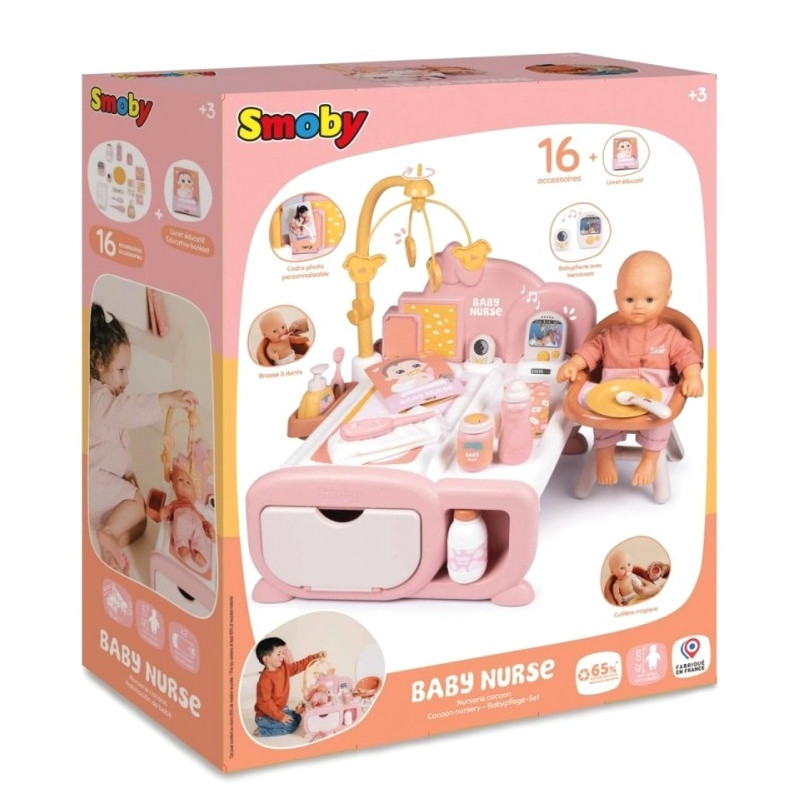 3934 Smoby Baby Nurse Kącik Opiekunki Łóżeczko Interaktywny Zestaw