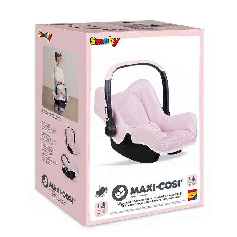2412 Smoby MAXI COSI Nosidełko Fotelik Samochodowy dla Lalek jasnoróżowy