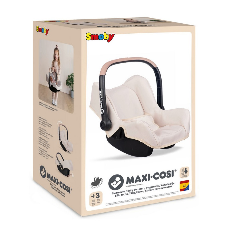 2443 Smoby MAXI COSI Nosidełko Fotelik Samochodowy dla Lalek beżowy 