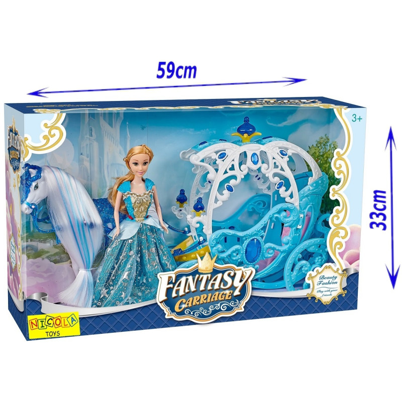 * 5205 KARETA DLA LALEK + KOŃ CHODZĄCY LALKA KAROCA 
