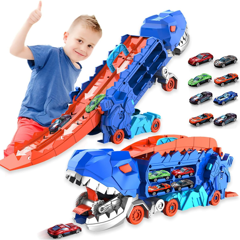 * 2228 TRANSPORTER DINOZAUR RAMPA DO ŚCIGANIA ZJEŻDZALNIA CIĘŻARÓWKA 2 RESORKI