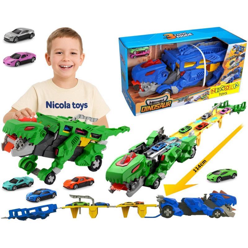 * 2051 Dinozaur Transporter Samochodów Tir Laweta Zestaw Autek 114cm XXL