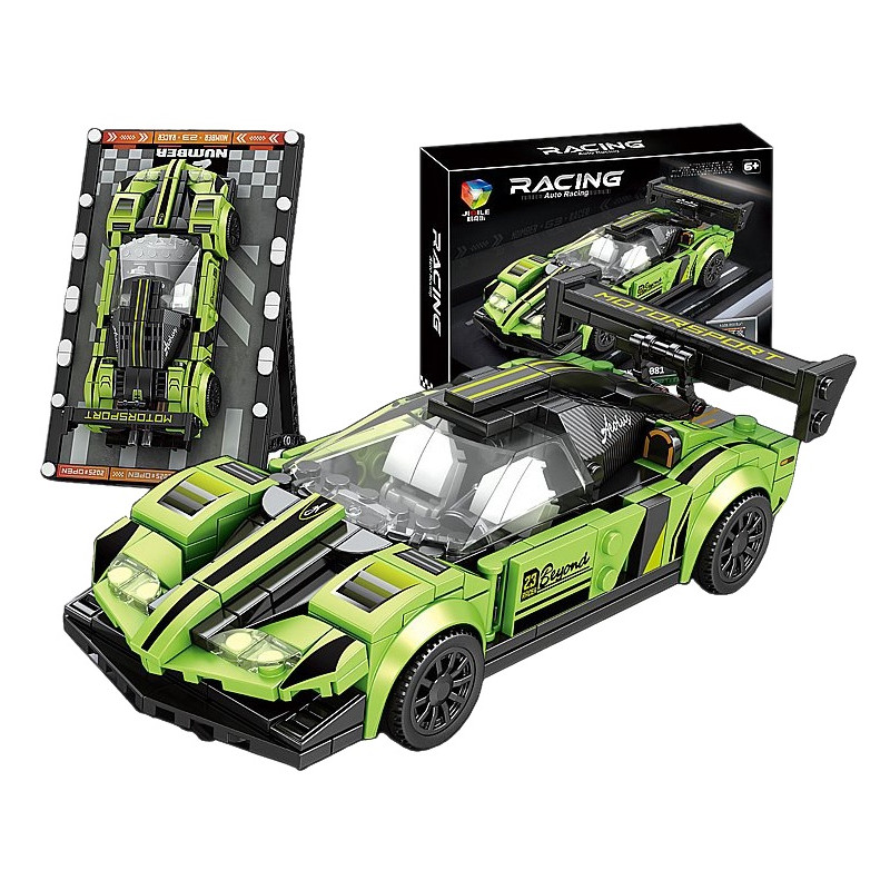 0680 Klocki konstrukcyjne Auto Sportowe Racing Zielone Wyścigowe Zestaw