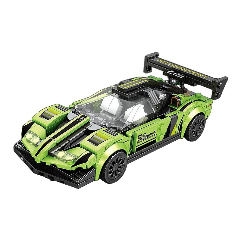 0680 Klocki konstrukcyjne Auto Sportowe Racing Zielone Wyścigowe Zestaw