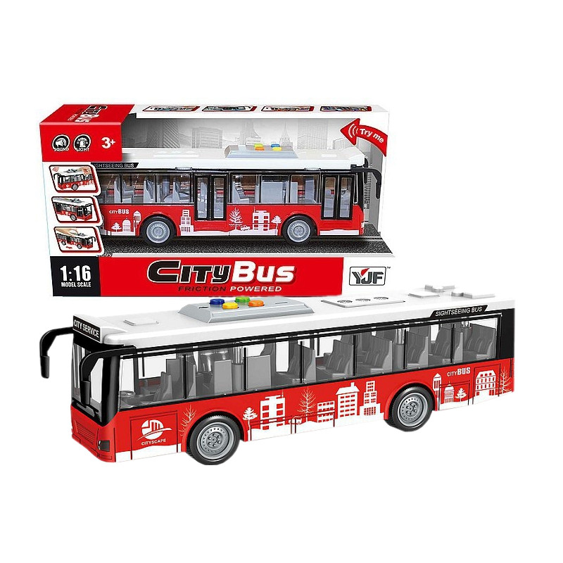 7251 Autobus Miejski Zabawka City Bus 1:16 Napęd Frykcyjny Światło Dźwięk 