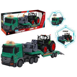 4341 Zestaw Transporter z traktorem ciężarówka z lawetą + traktor z ładowarką