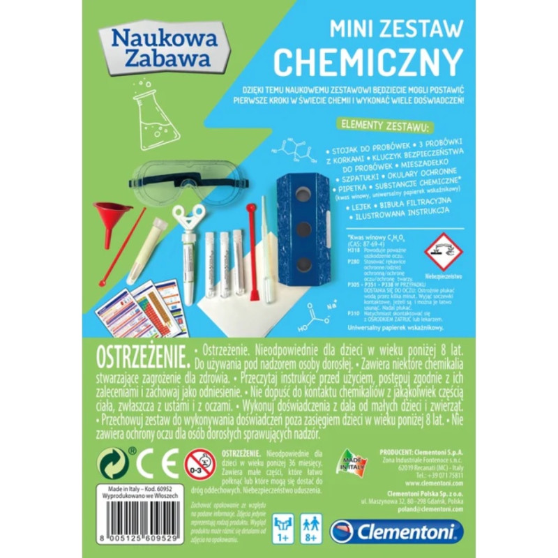60952 Clementoni Mini Zestaw Chemiczny Naukowa zabawa 
