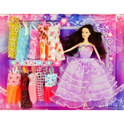 2496 LALKA 29cm + 11 KOLOROWYCH UBRANEK BARBI 