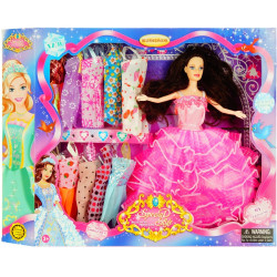 2496 LALKA 29cm + 11 KOLOROWYCH UBRANEK BARBI 
