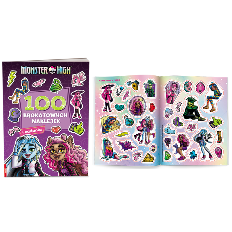 3996 Monster High 100 Brokatowych Naklejek Praca Zbiorowa 