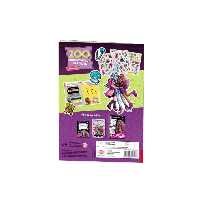 3996 Monster High 100 Brokatowych Naklejek Praca Zbiorowa 