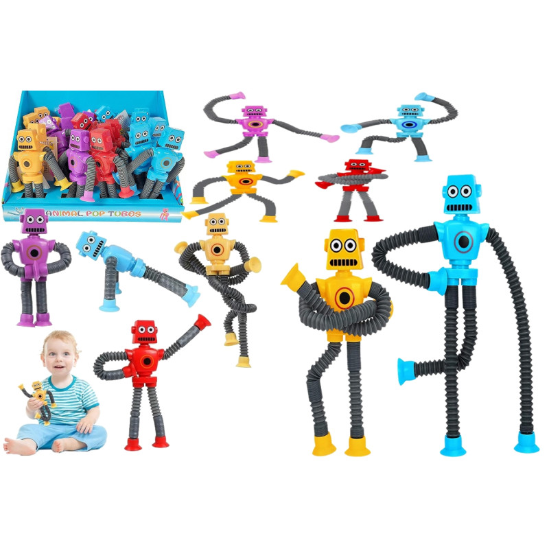 7167 ROBOCIK TELESKOPOWY RURKI POP SENSORYCZNA ZABAWKA PRZYSSAWKI 