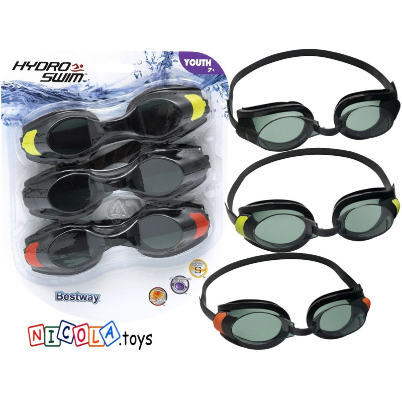 21096 OKULARKI 3szt OKULARY BASENOWE PŁYWACKIE BESTWAY 