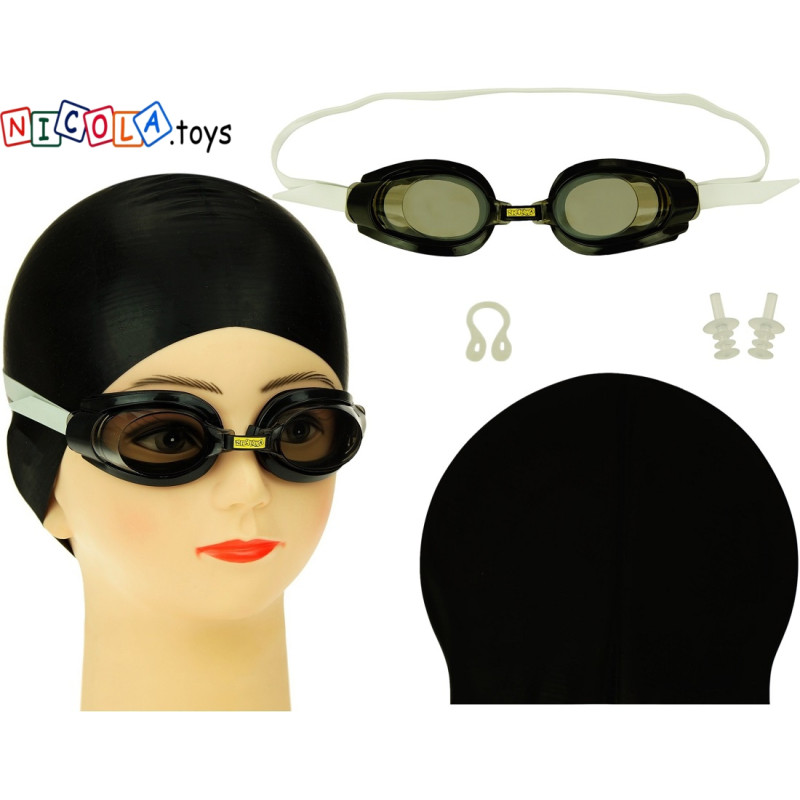 * 4253 OKULARKI PŁYWACKIE +CZEPEK OKULARY NURKOWANIA 