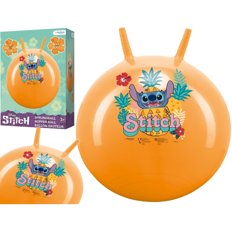 5281 John Piłka Do Skakania z Uchwytami Disney Stitch pomarańczowa 