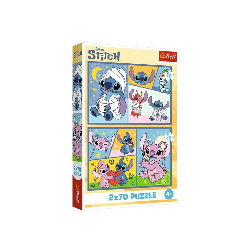 4448 Trefl Puzzle 2x70 elementów Ze Stitchem nie ma nudy