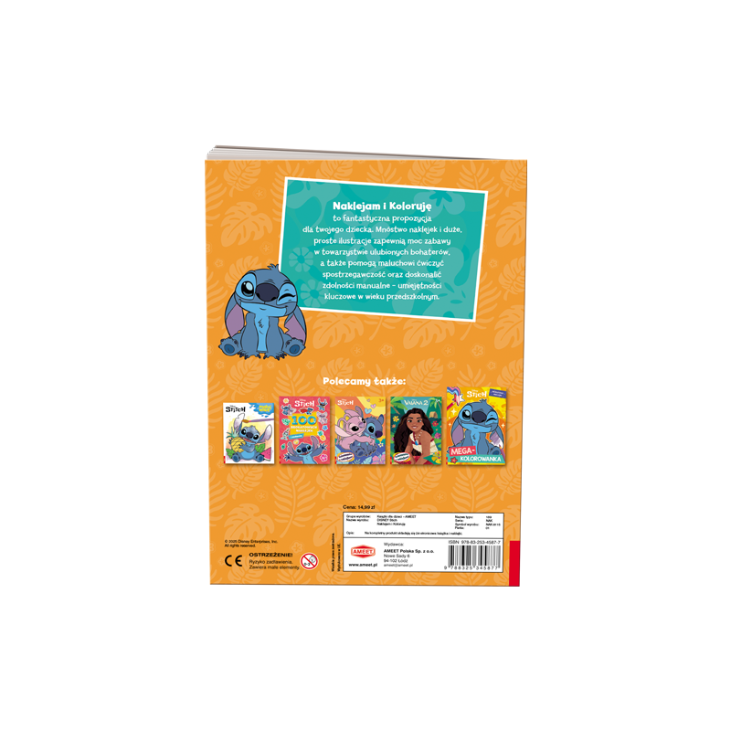 5877 Disney Stich Naklejam i Koloruję Praca zbiorowa