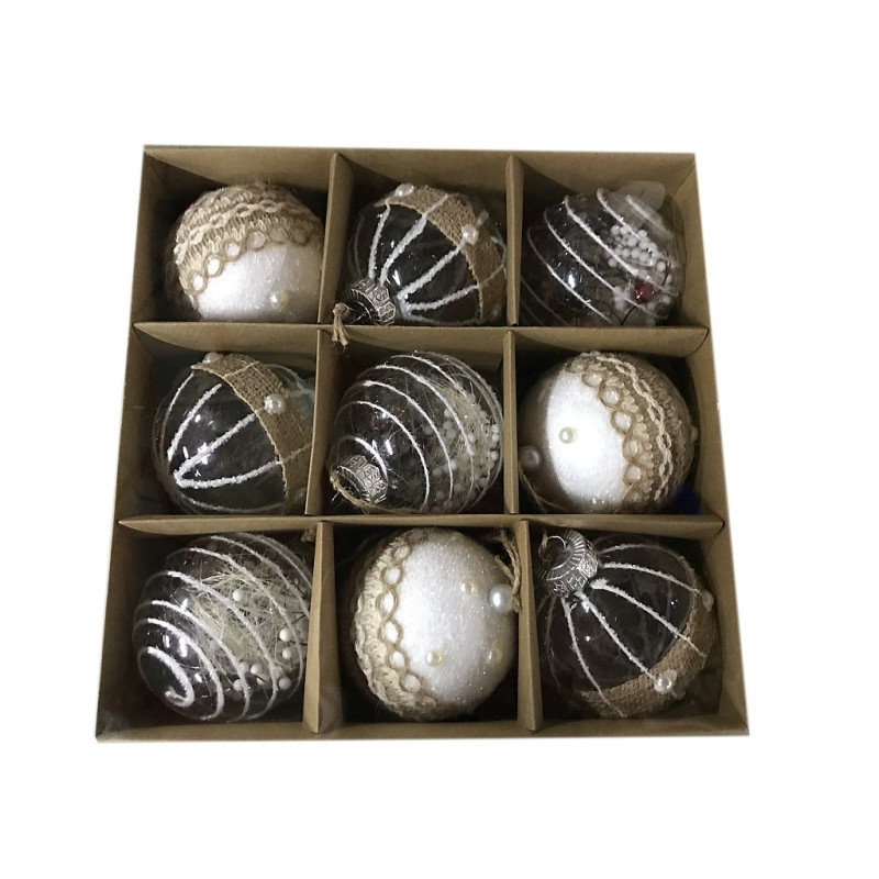 0777 ZESTAW 9szt DUŻA BOMBKA DEKOROWANA CHOINKOWA