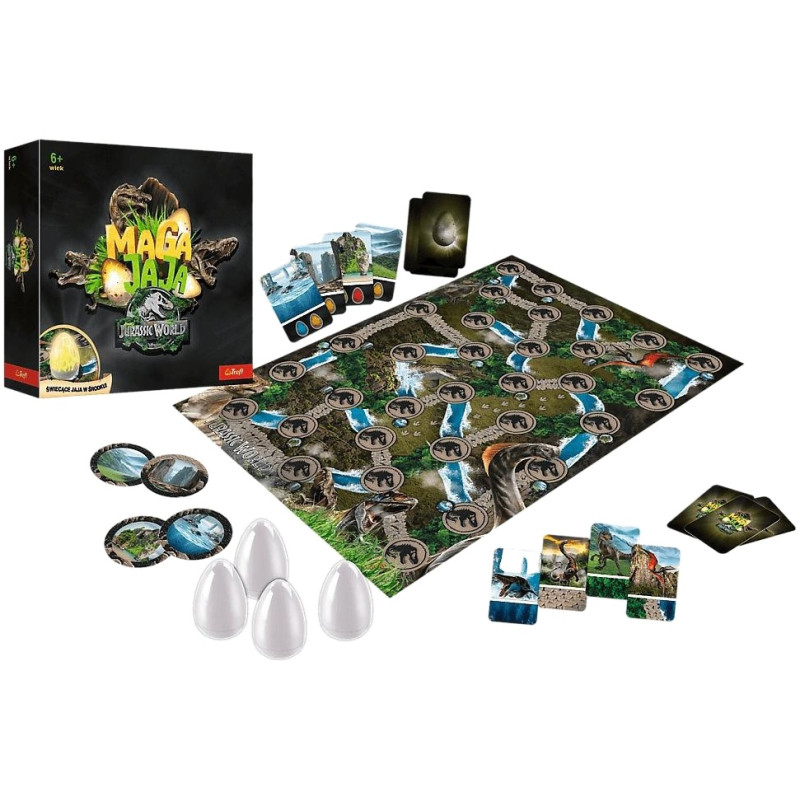 9024 Gra rodzinna planszowa Magajaja, Jurassic World świecące jaja Trefl 
