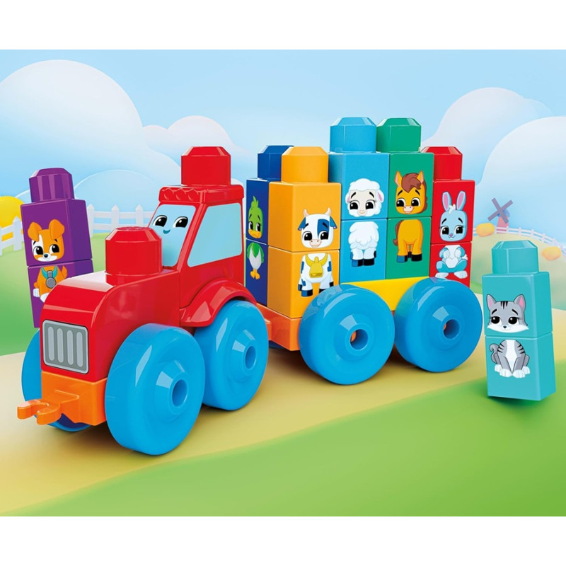9043 Klocki Mega Bloks Traktor ze zwierzątkami Buduj i dopasowuj