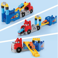 3977 Klocki Mega Bloks Ciężarówka „Buduj i ścigaj się” ciężarówka z torem + auta