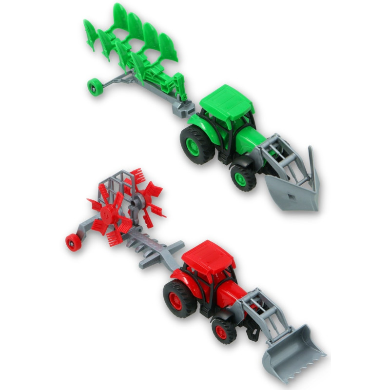 1091 Traktor z turem maszyna rolnicza – ciągnik z przyczepą różne wzory 