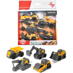 0991 Zestaw 5 pojazdów budowlanych VOLVO Dickie Toys Koparka Walec Wywrotka