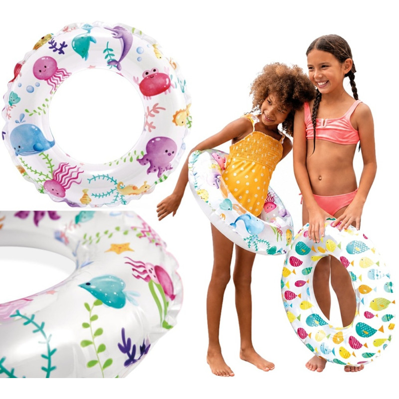 59241 Koło do Pływania Dmuchane dla Dzieci 61 cm Basen Plaża 3 Wzory Intex