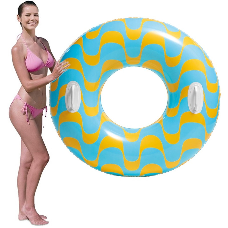 59256-N  Koło do pływania dmuchane 91 cm fala z uchwytami materac plaża basen INTEX