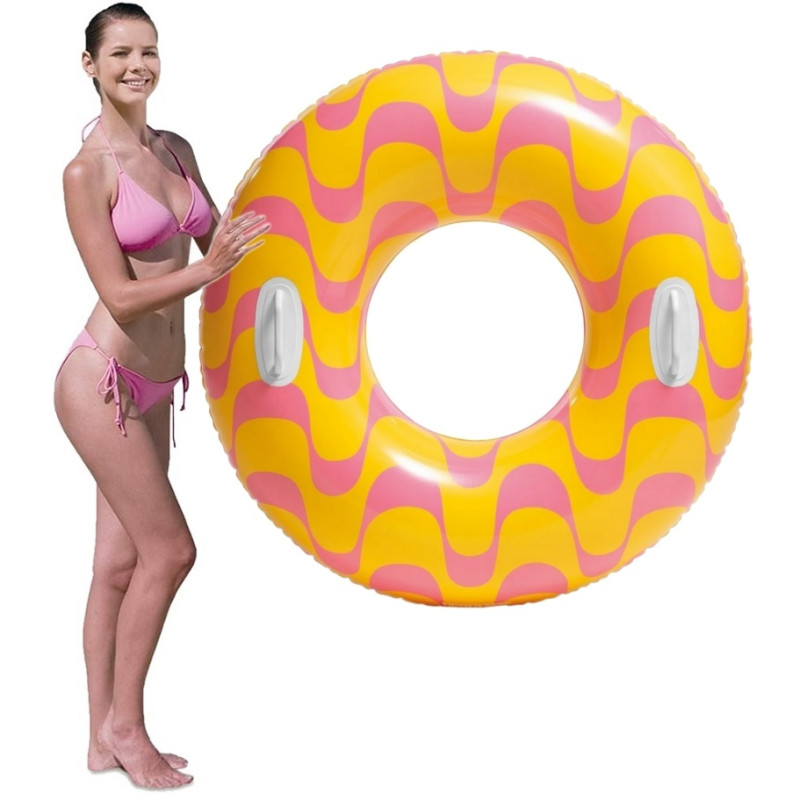 59256-N  Koło do pływania dmuchane 91 cm fala z uchwytami materac plaża basen INTEX