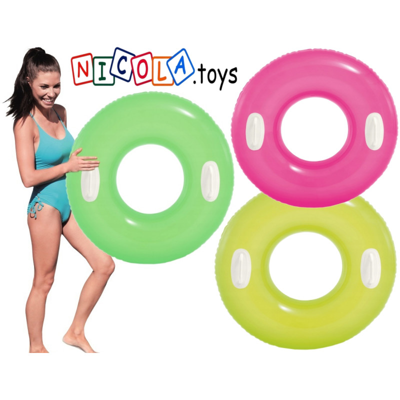 59258 Koło do pływania z uchwytami 76cm dmuchane neonowe 3 kolory INTEX