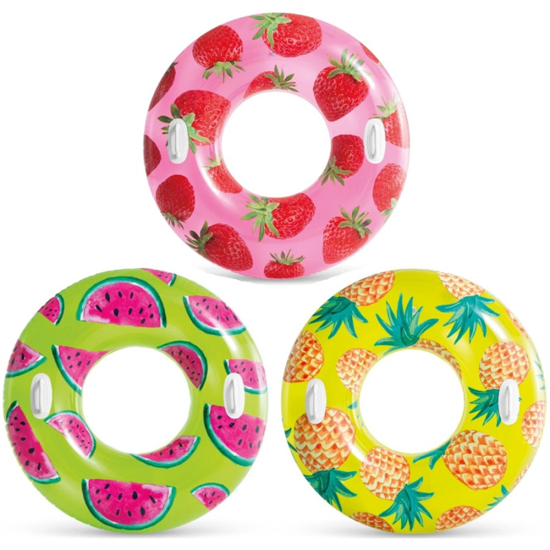 56261 Koło dmuchane do pływania z uchwytami 107cm Owoce do basenu plażowe INTEX