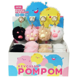 6072 Brelok Pompon Łapka Kota Futrzany Breloczek Do Kluczy Torebki Mix