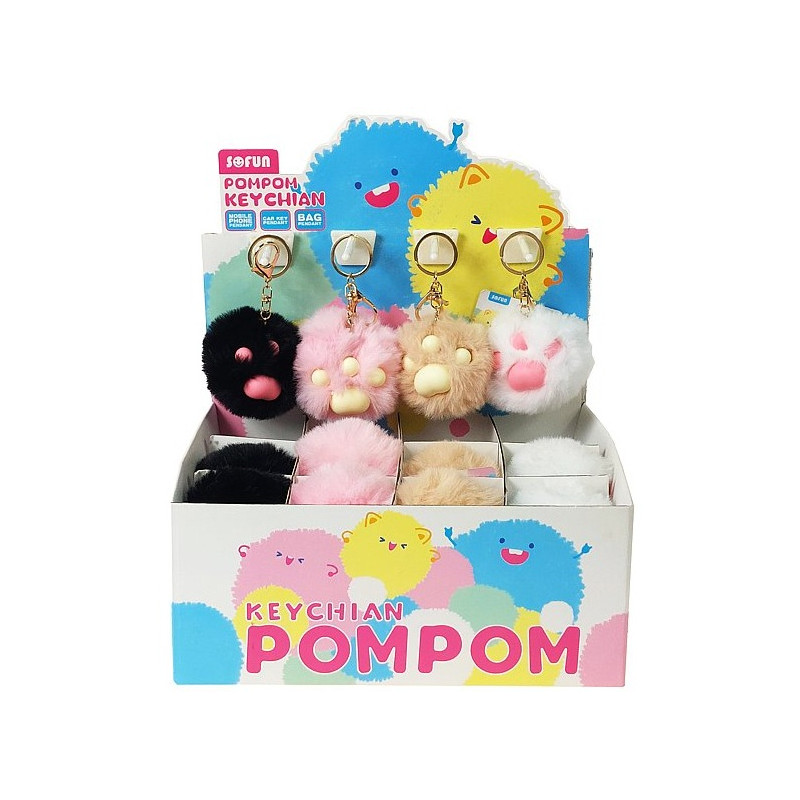 6072 Brelok Pompon Łapka Kota Futrzany Breloczek Do Kluczy Torebki Mix
