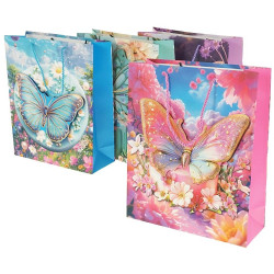 8868 Torba torebka prezentowa urodzinowa motyl 3D 31,5 x 25,5 x10 cm 